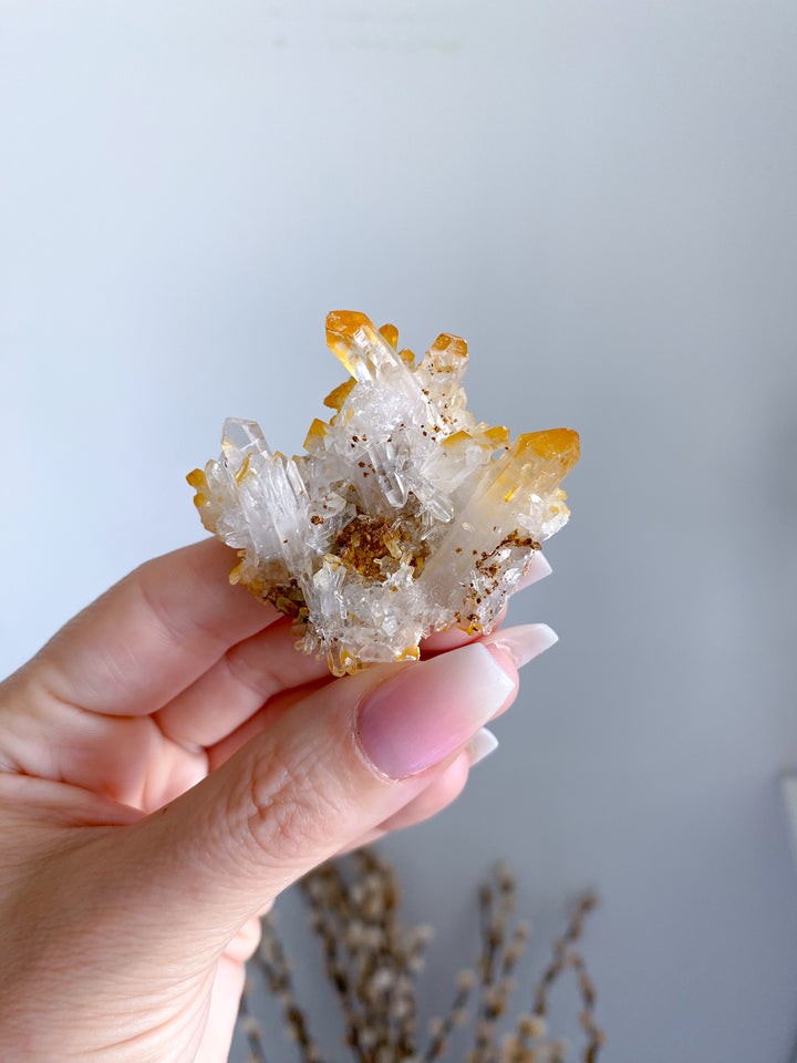 Small Iron Coated Quartz with Siderite Cluster #1