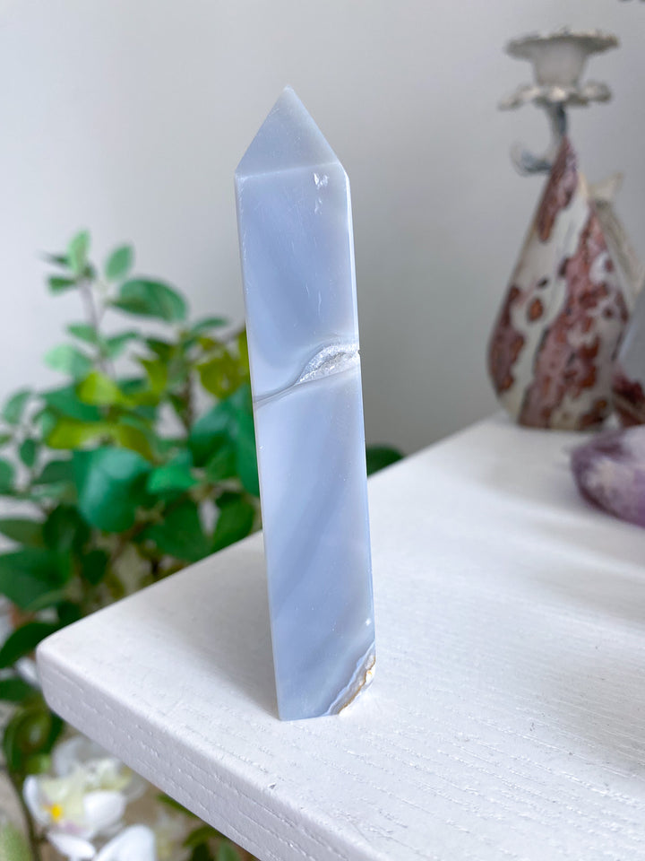 Gray Druzy Agate and Quartz Slice 