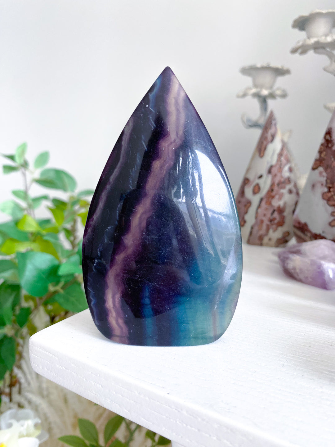 Large Rainbow Fluorite Polished Flame 