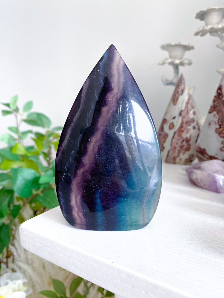 Large Rainbow Fluorite Polished Flame 