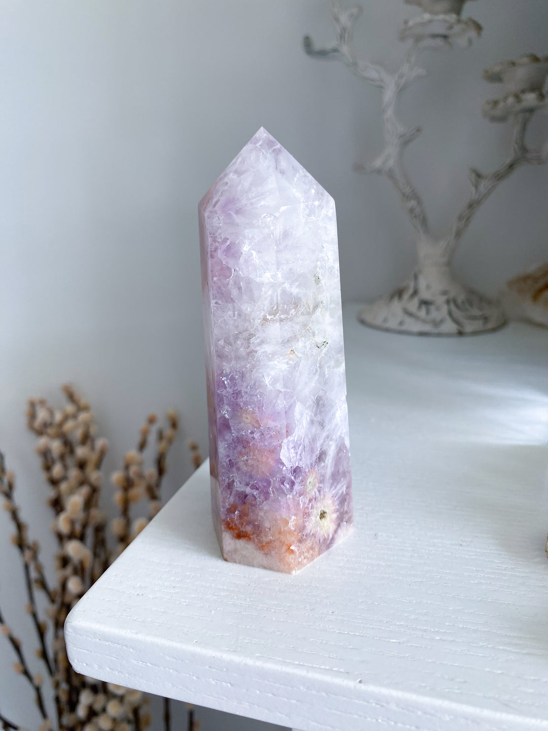 XL Flower Agate and Amethyst Tower #8