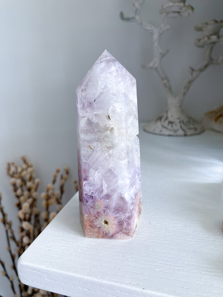 XL Flower Agate and Amethyst Tower #8