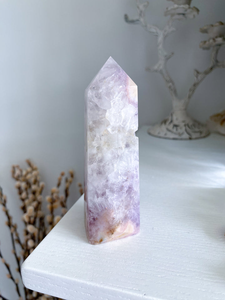 XL Flower Agate and Amethyst Tower #8
