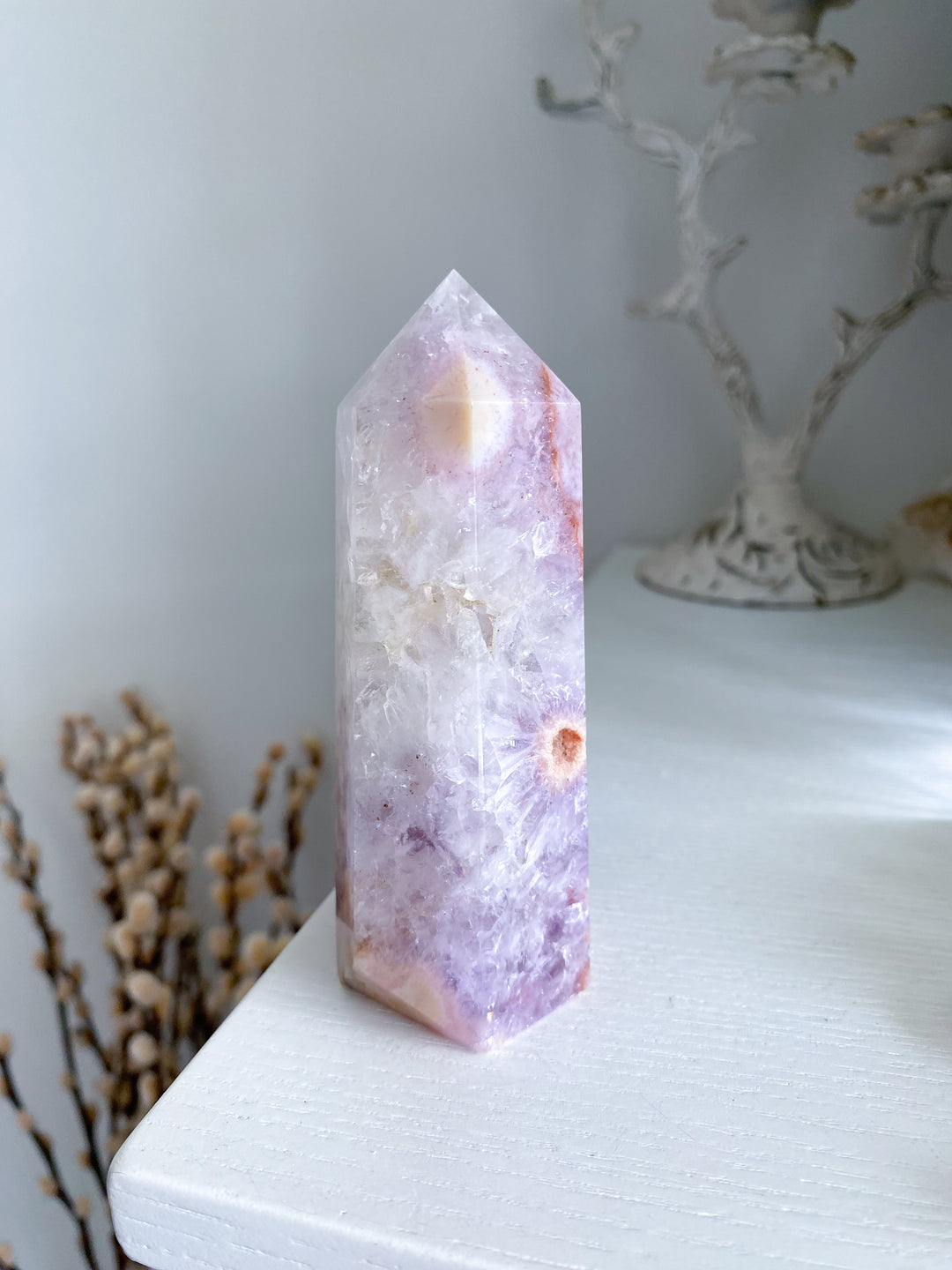 XL Flower Agate and Amethyst Tower #8