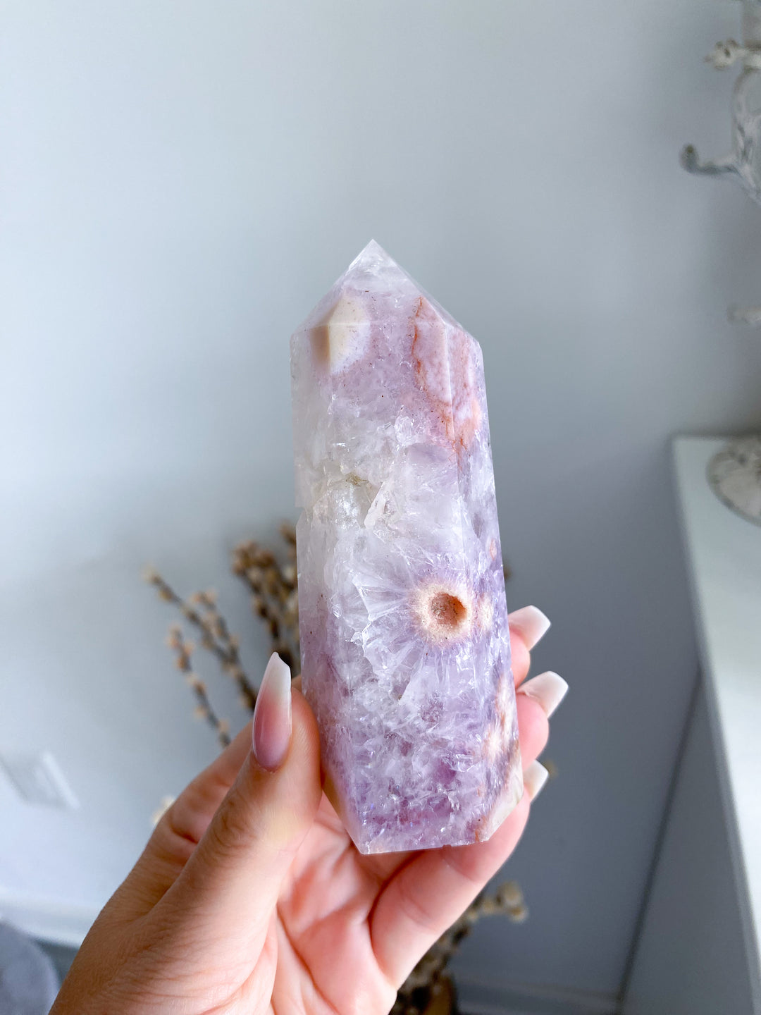 XL Flower Agate and Amethyst Tower #8