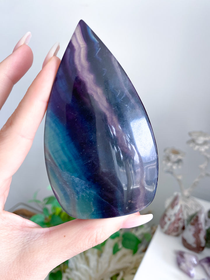 Large Rainbow Fluorite Polished Flame 