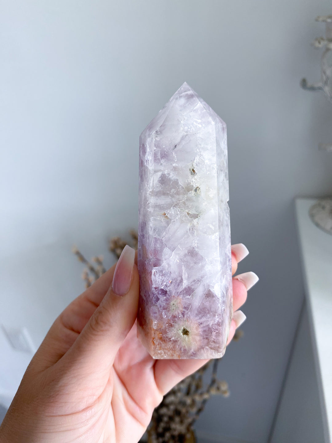 XL Flower Agate and Amethyst Tower #8