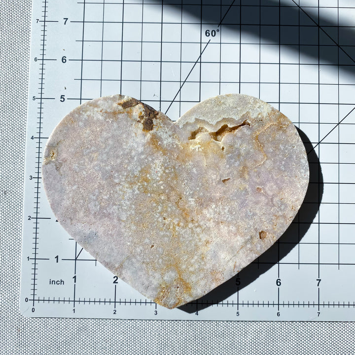 X Large 7" Pink Amethyst Heart on Stand 