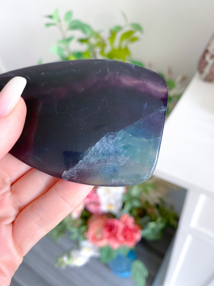 Large Rainbow Fluorite Polished Flame 