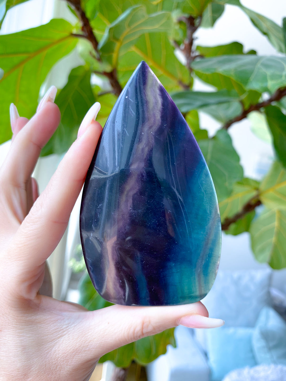 Large Rainbow Fluorite Polished Flame 