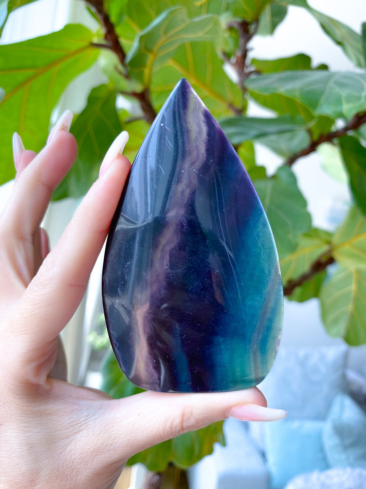 Large Rainbow Fluorite Polished Flame 