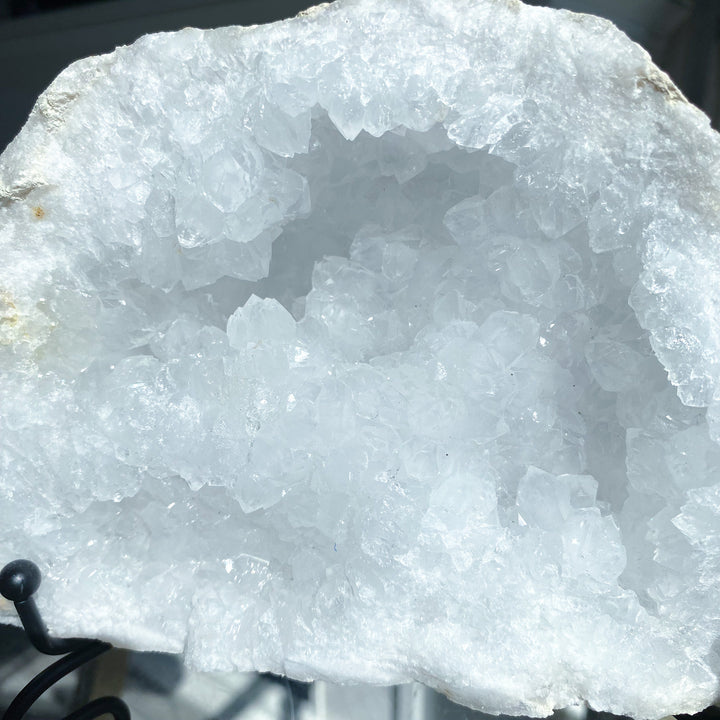 XL White Calcite Geode on Stand 