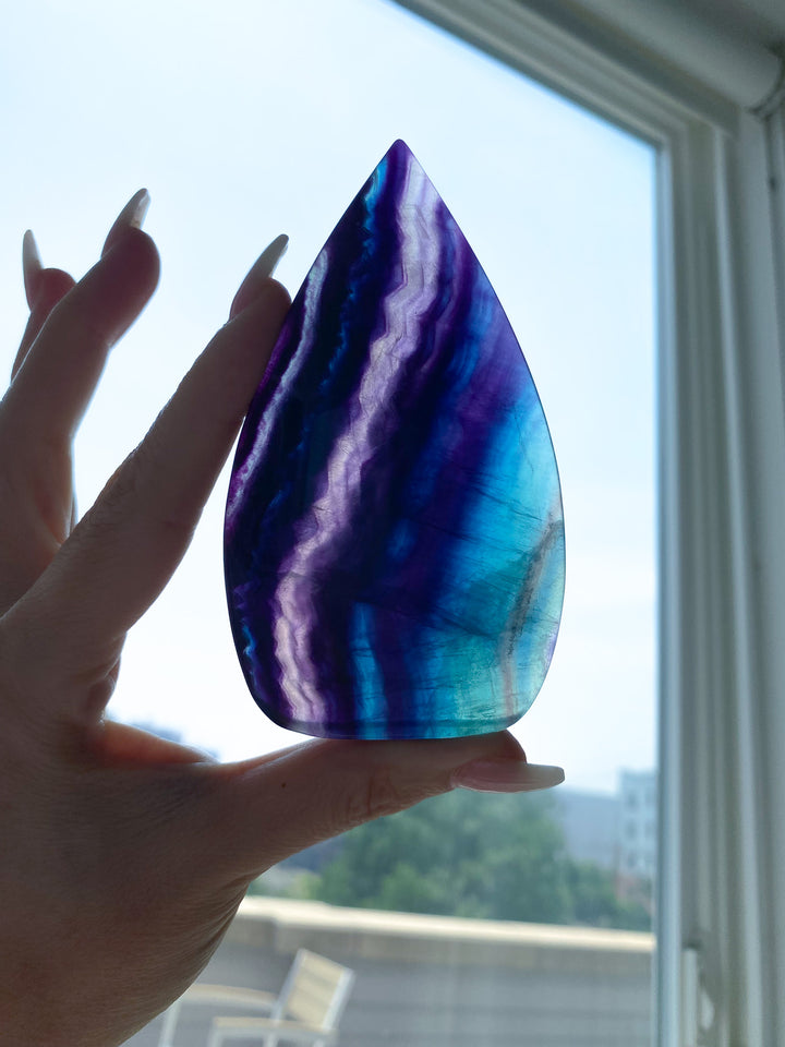 Large Rainbow Fluorite Polished Flame 