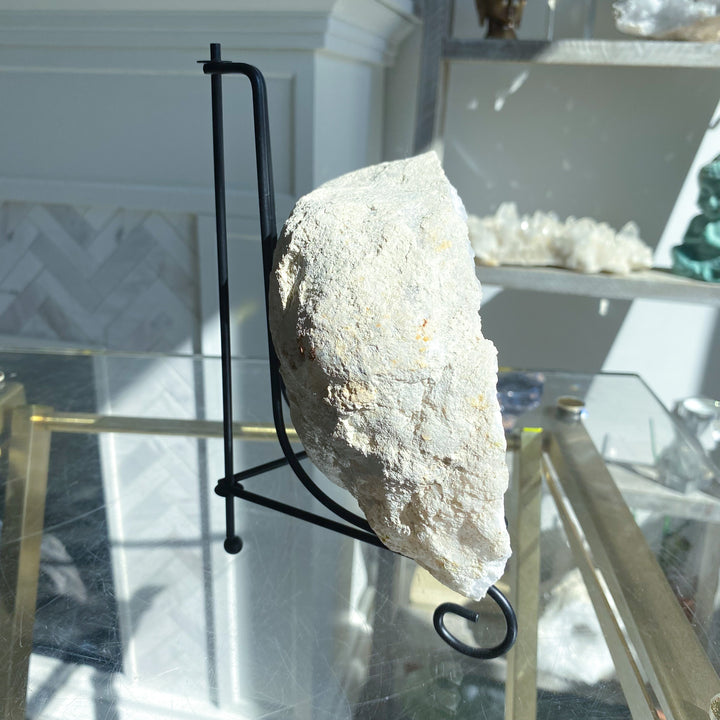XL White Calcite Geode on Stand 