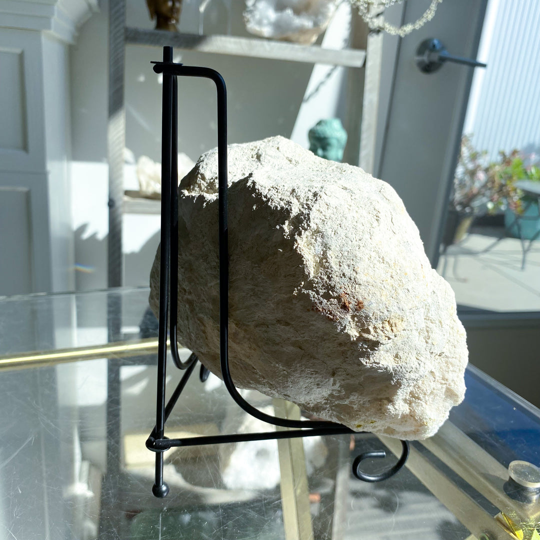 XL White Calcite Geode on Stand 