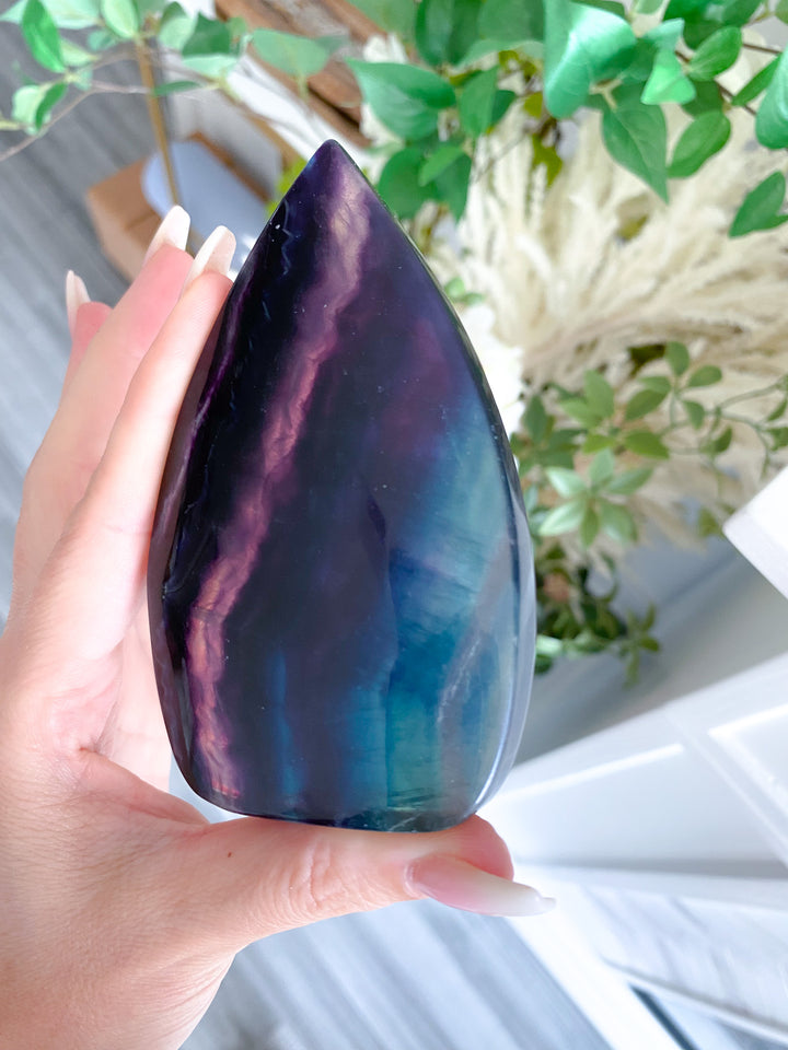 Large Rainbow Fluorite Polished Flame 