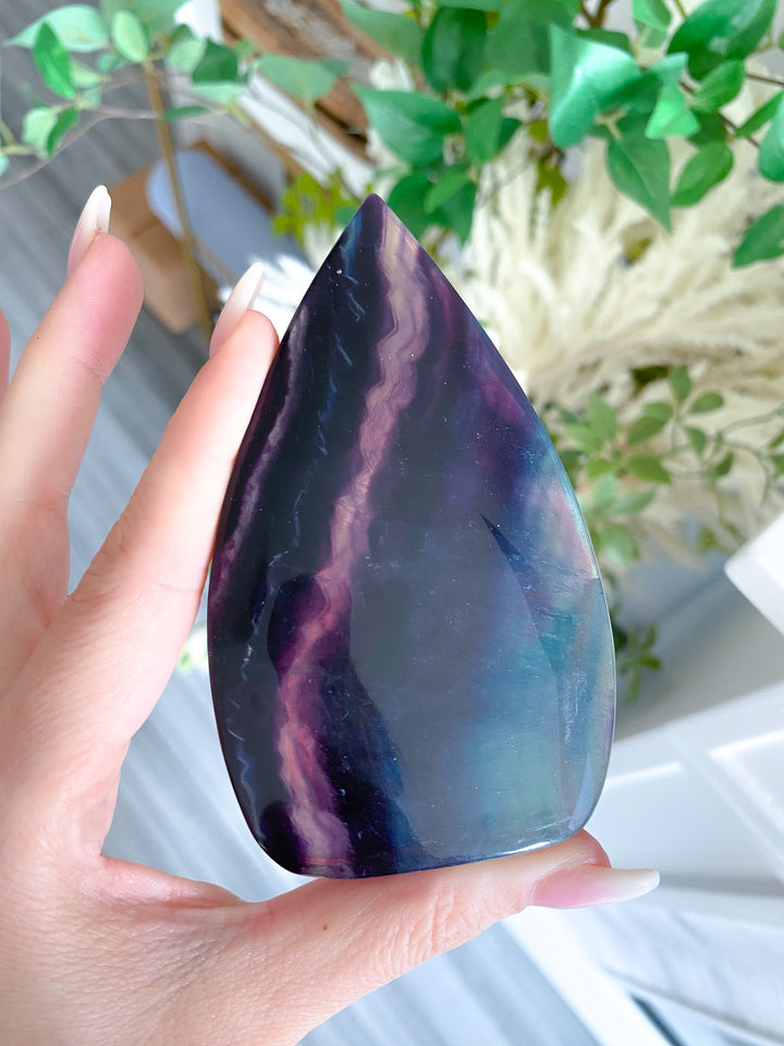 Large Rainbow Fluorite Polished Flame 