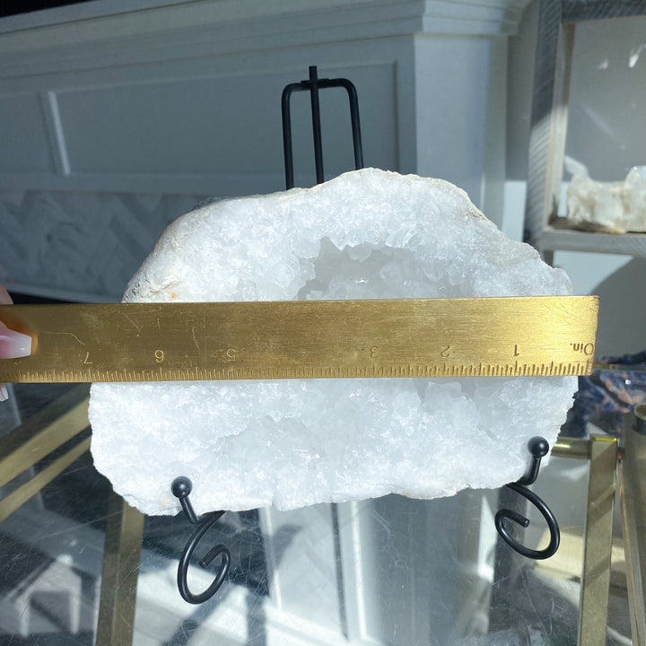 XL White Calcite Geode on Stand 