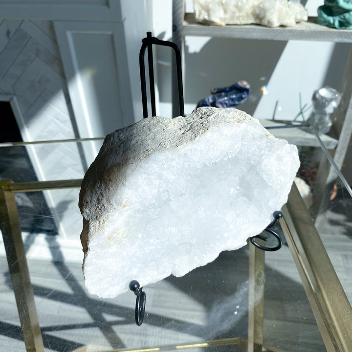 XL White Calcite Geode on Stand 