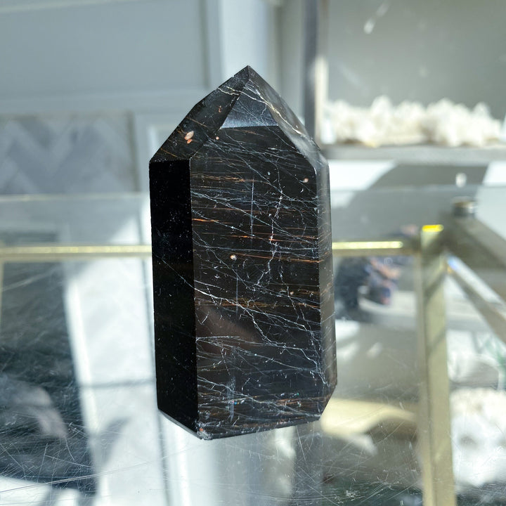 Six Sided Polished Black Tourmaline Tower 