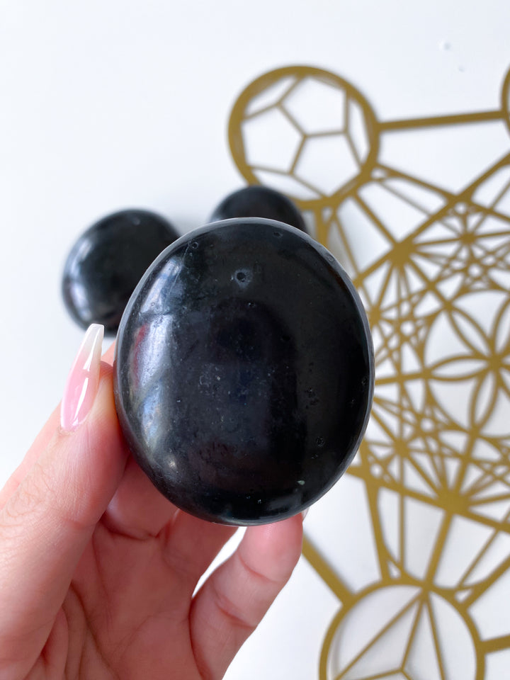 Black Tourmaline Palm Stone - Imperfect
