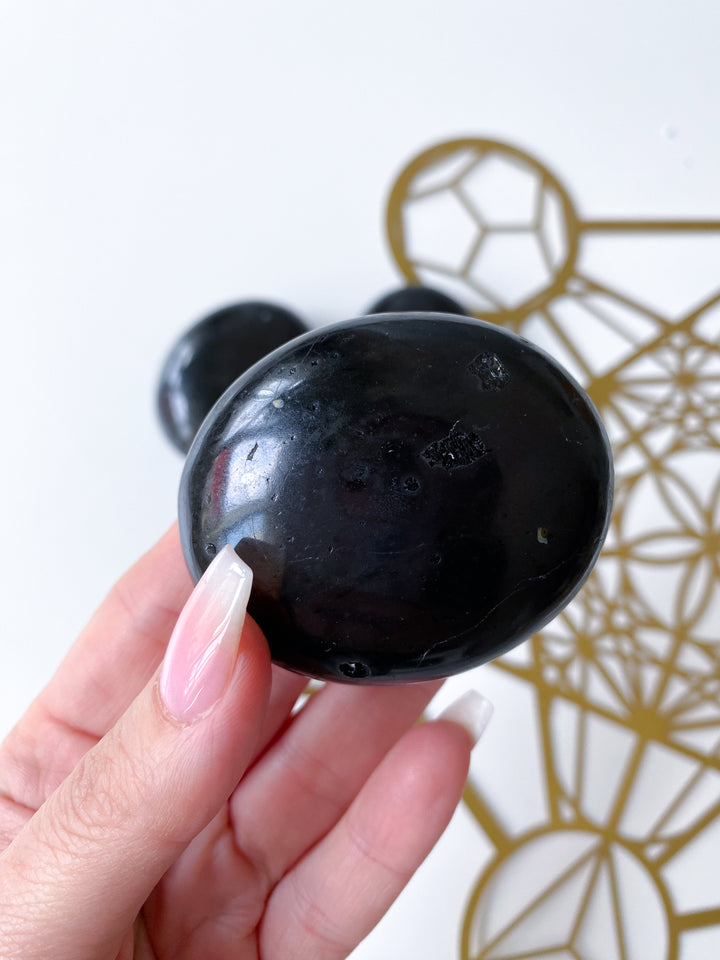 Black Tourmaline Palm Stone - Imperfect