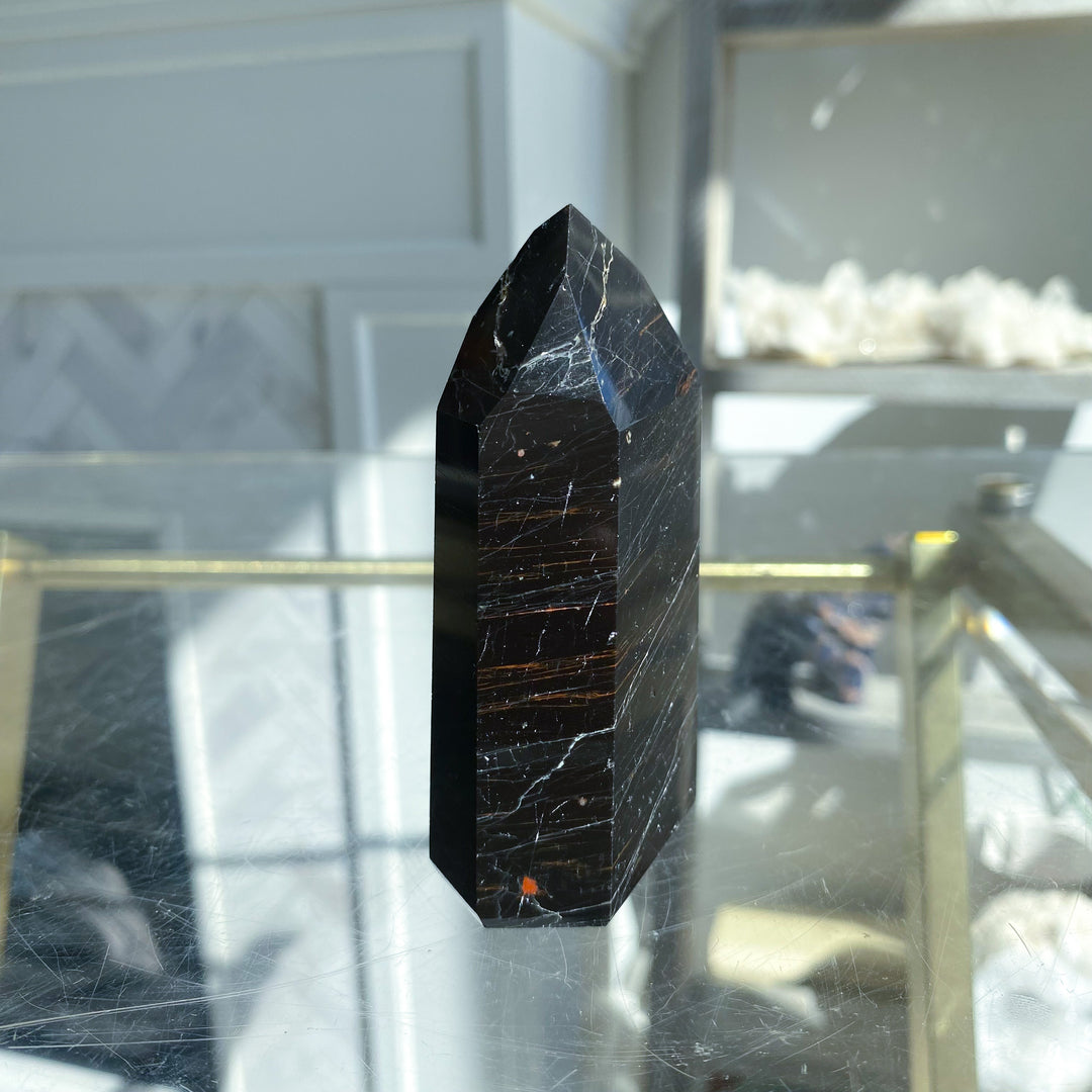 Six Sided Polished Black Tourmaline Tower 