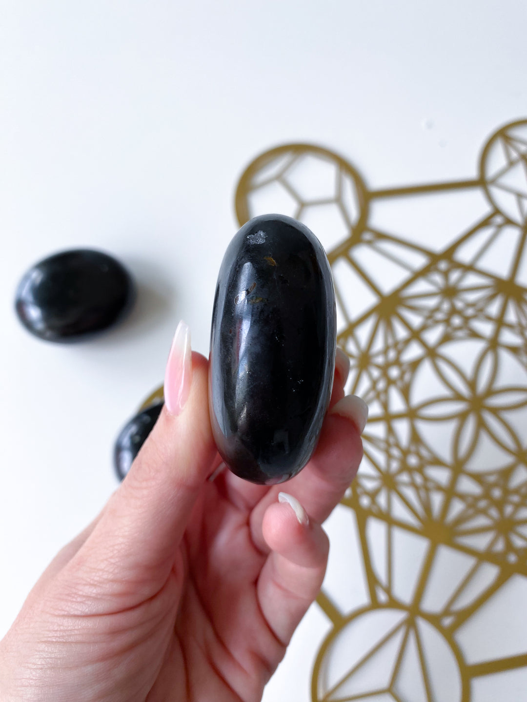 Black Tourmaline Palm Stone - Imperfect