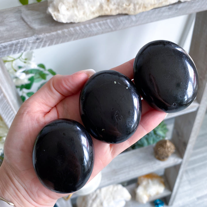 Black Tourmaline Palm Stone - Imperfect