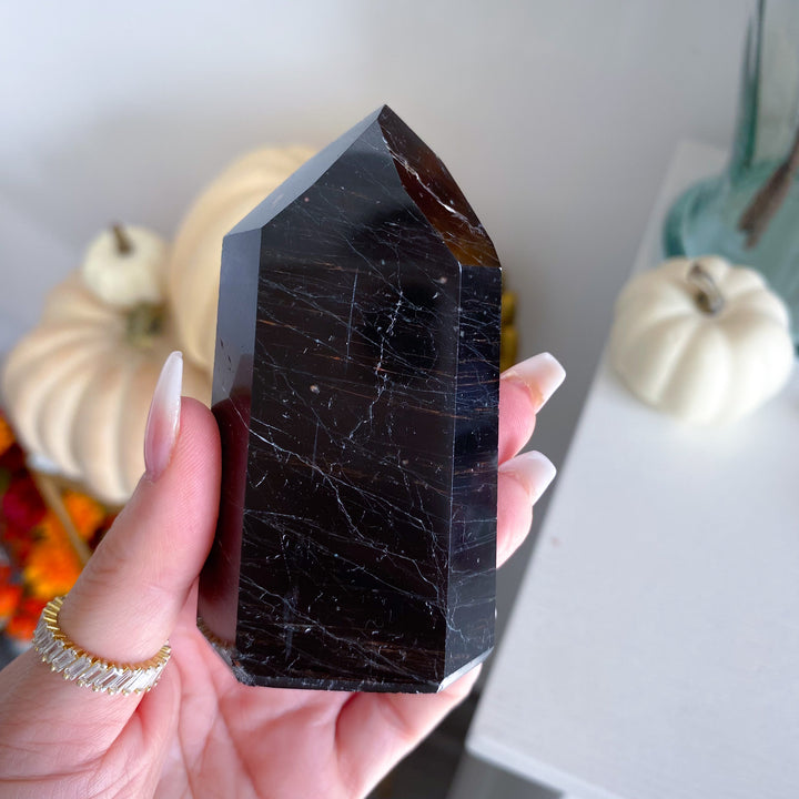 Six Sided Polished Black Tourmaline Tower 