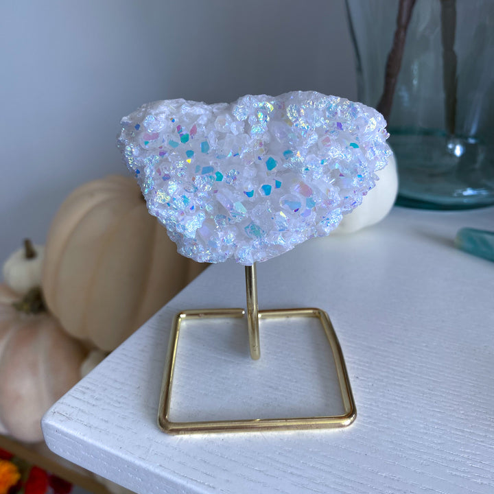Sparkly Angel Aura Quartz Cluster on Stand 