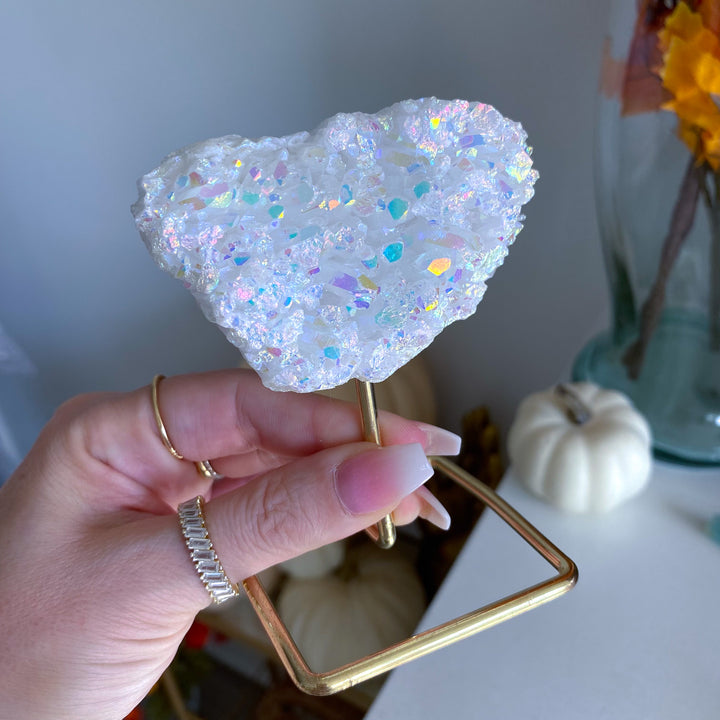 Sparkly Angel Aura Quartz Cluster on Stand 