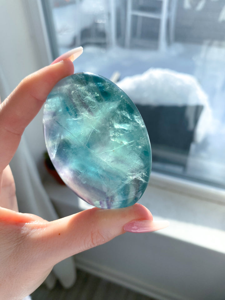 Fun Chevron Rainbow Fluorite Palm 