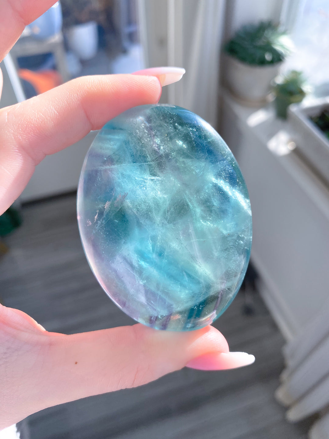 Fun Chevron Rainbow Fluorite Palm 
