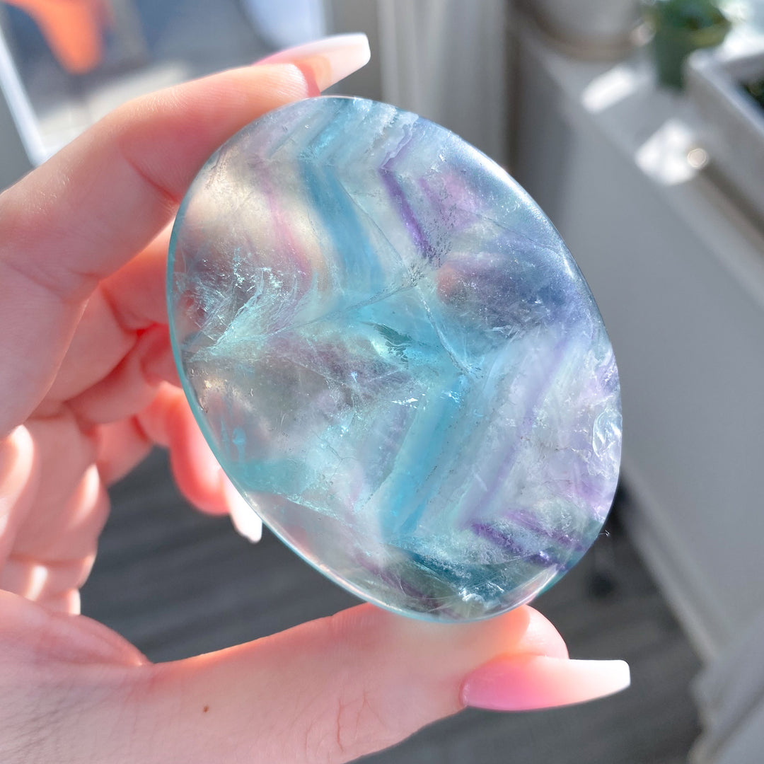 Fun Chevron Rainbow Fluorite Palm 