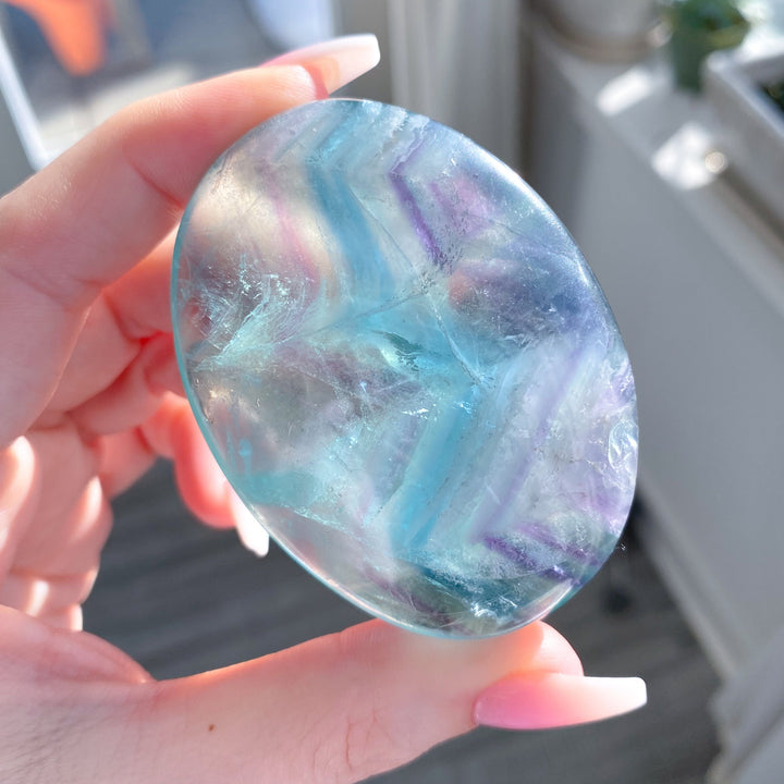 Fun Chevron Rainbow Fluorite Palm 