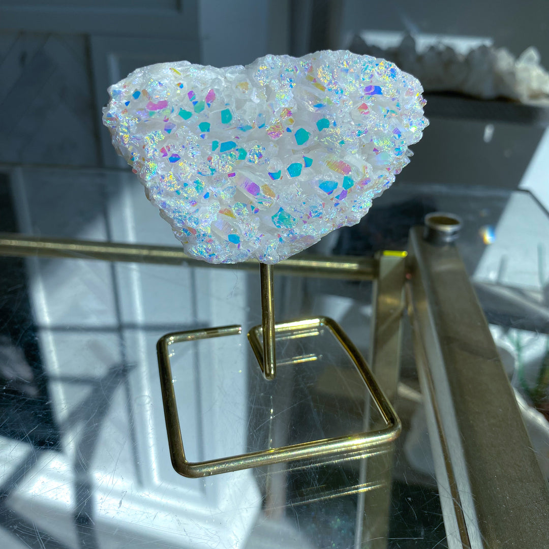 Sparkly Angel Aura Quartz Cluster on Stand 
