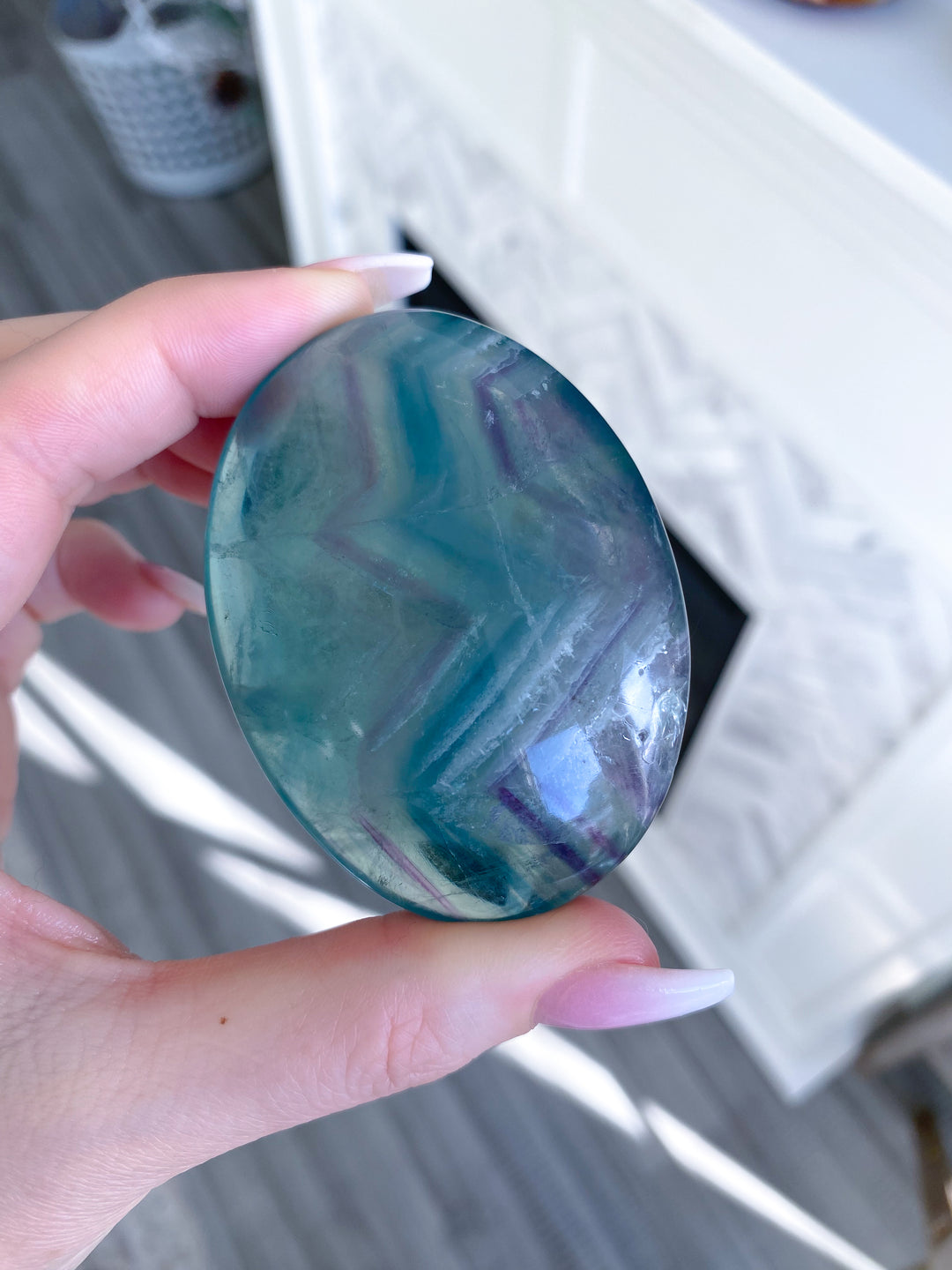 Fun Chevron Rainbow Fluorite Palm 