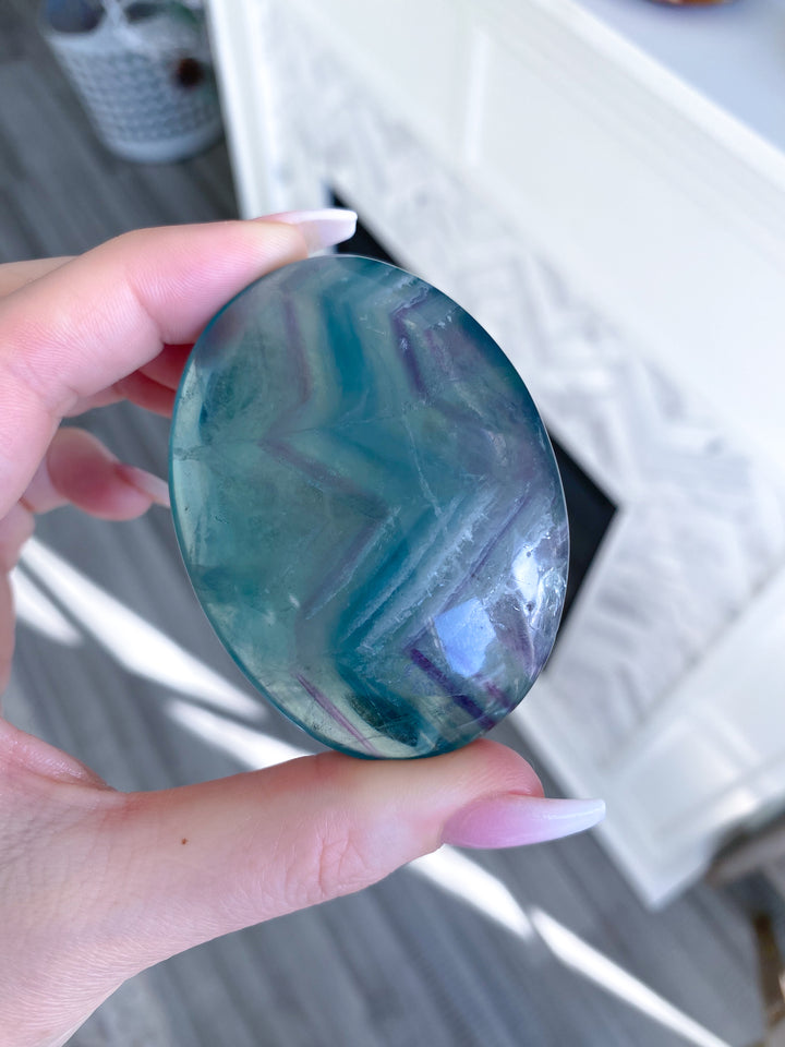 Fun Chevron Rainbow Fluorite Palm 