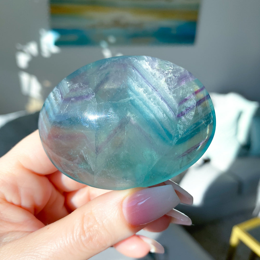 Fun Chevron Rainbow Fluorite Palm 