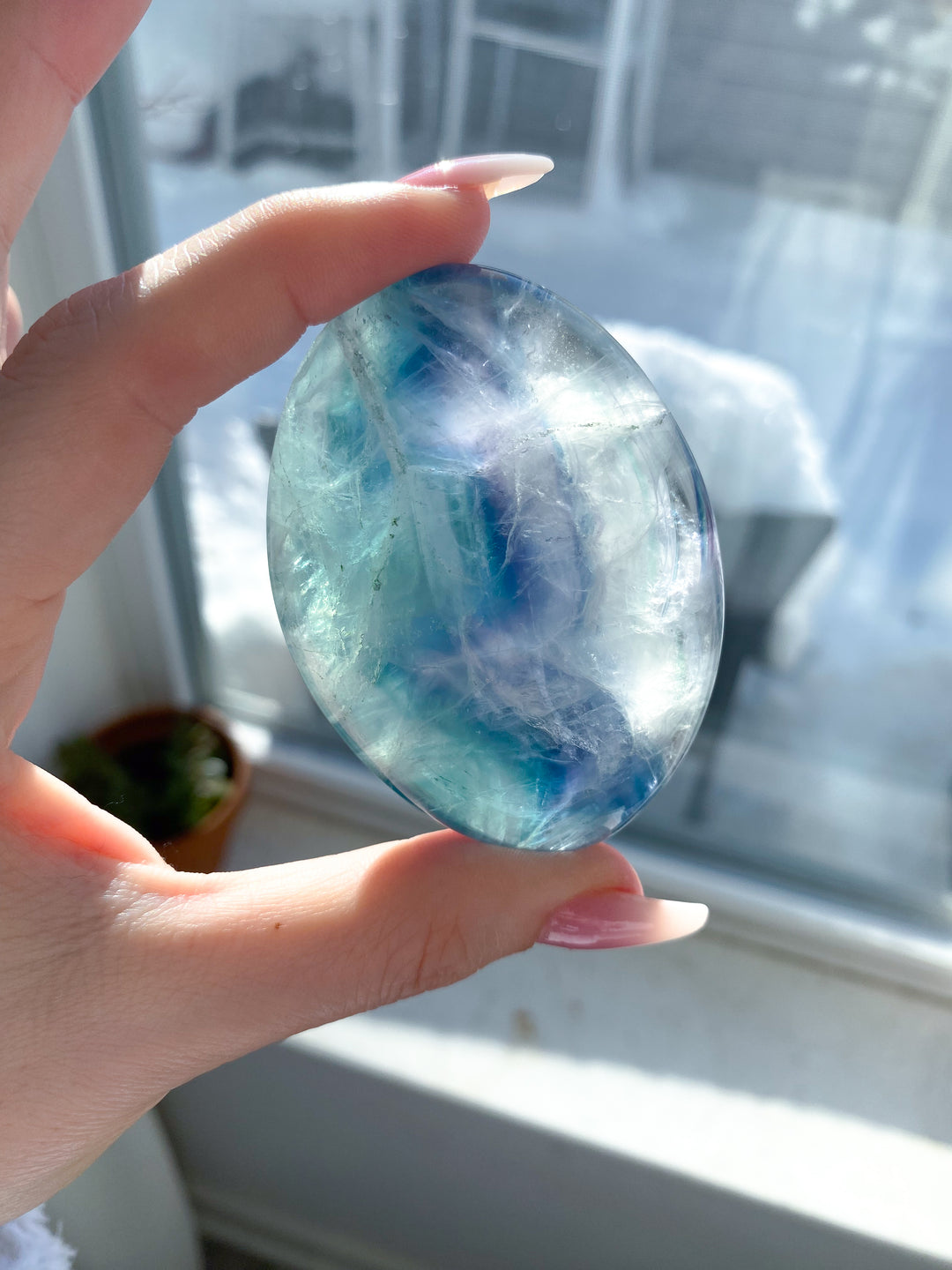 Fun Chevron Rainbow Fluorite Palm 