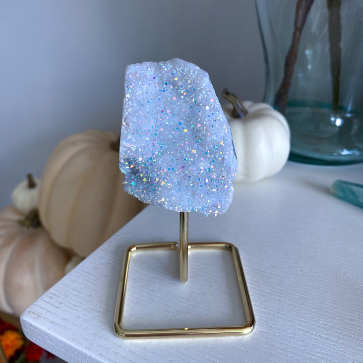 Sparkly Angel Aura Quartz Cluster on Stand 