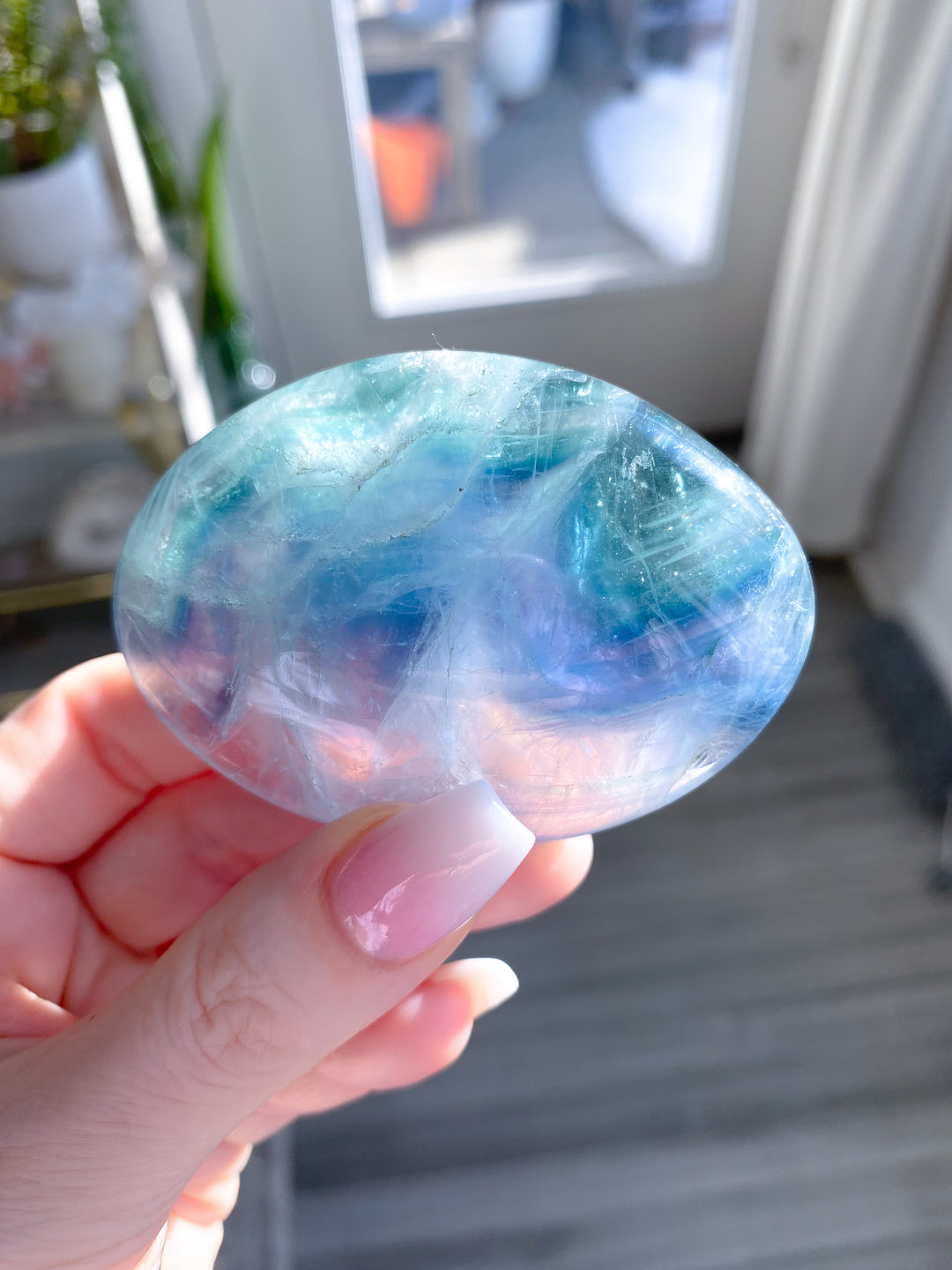 Fun Chevron Rainbow Fluorite Palm 