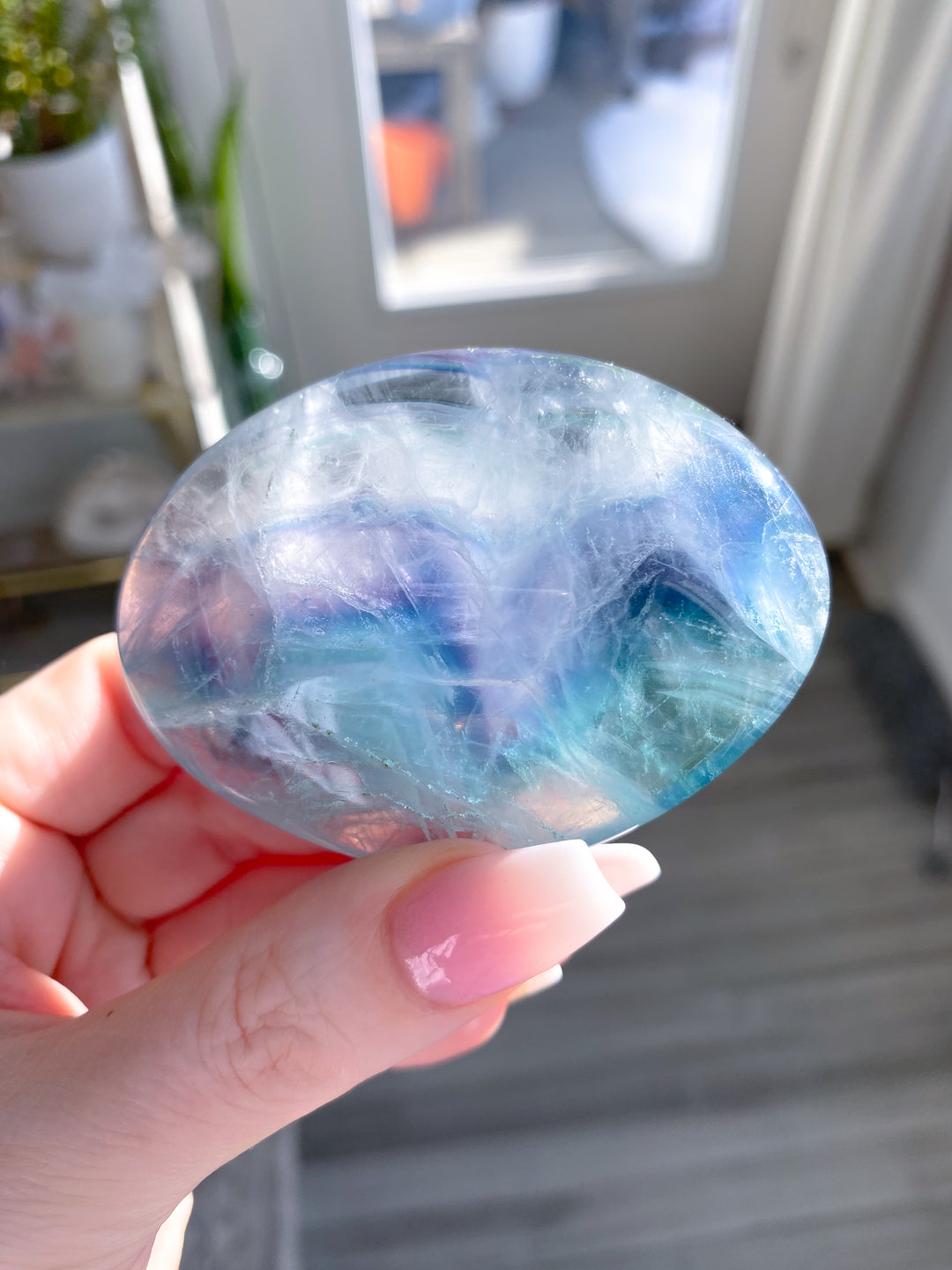 Fun Chevron Rainbow Fluorite Palm 