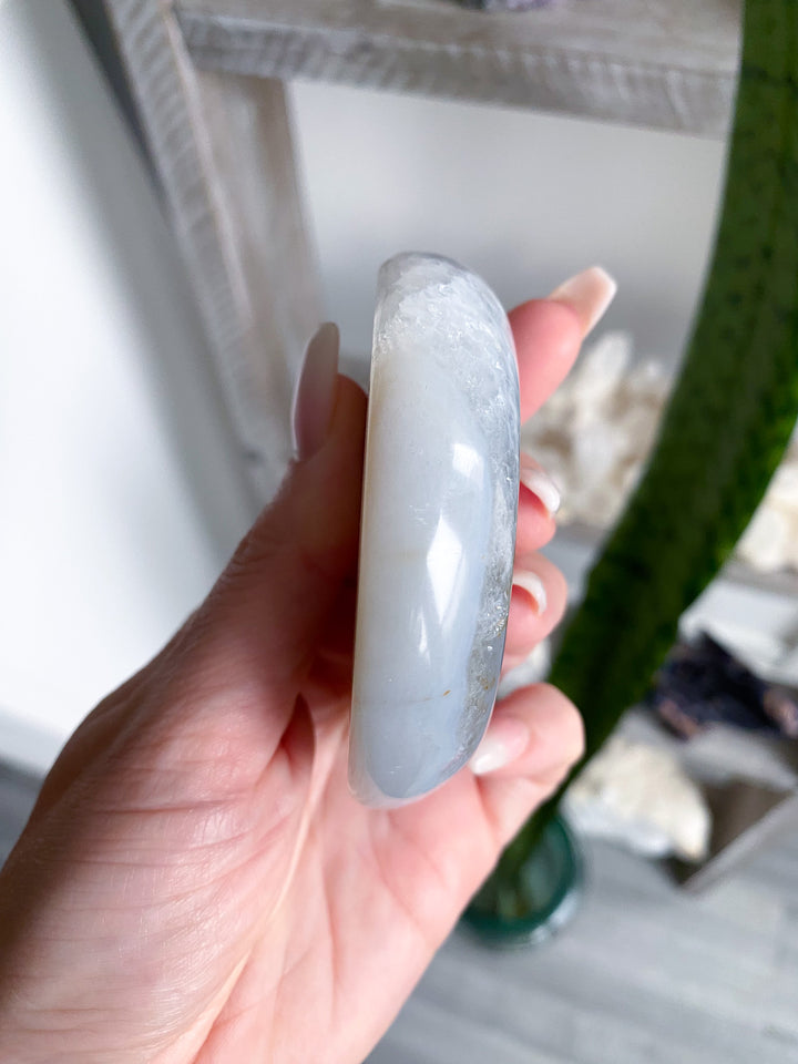 Druzy Grey and Peach Agate Moon - Get Exact Item