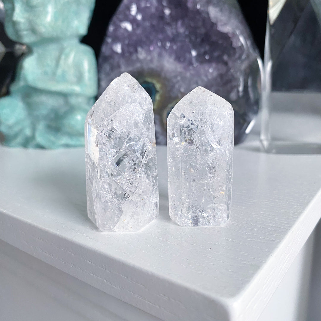 Fire &amp; Ice Quartz Crystal Polished Point 2"