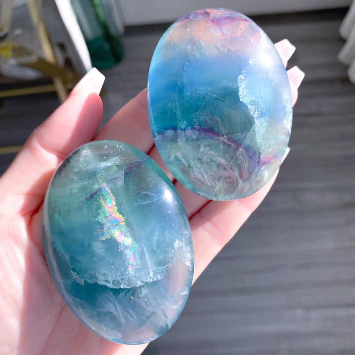 Pretty Rainbow Fluorite Palm