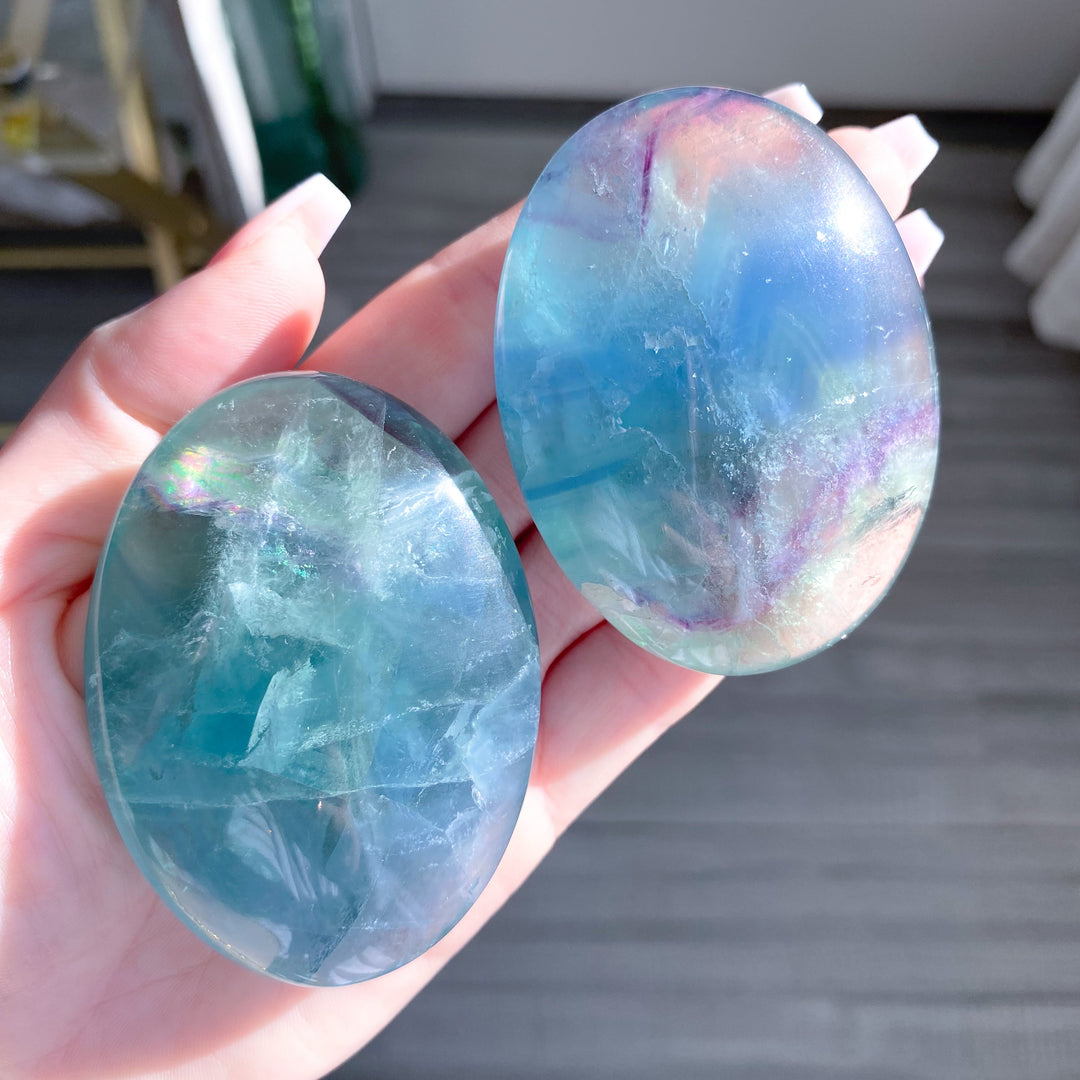 Pretty Rainbow Fluorite Palm