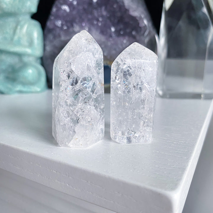 Fire &amp; Ice Quartz Crystal Polished Point 2"