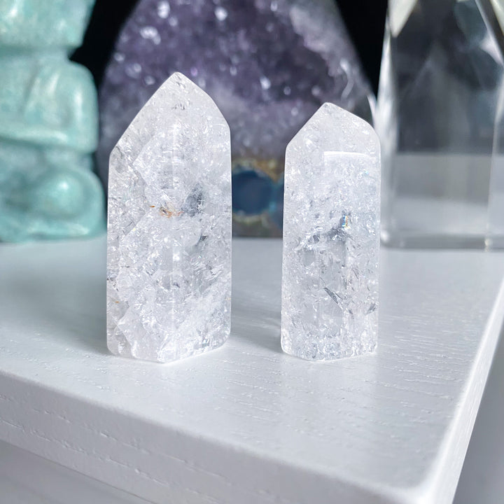Fire &amp; Ice Quartz Crystal Polished Point 2"